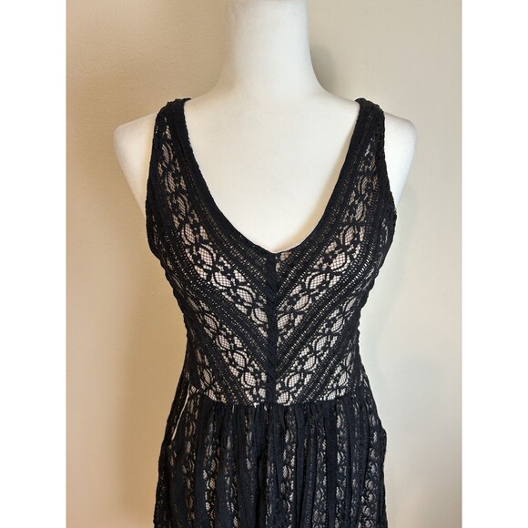 Anthropologie S Black Lace Dress Whimsigoth Fairy Victorian Mini Rockabilly Goth - Picture 2 of 5